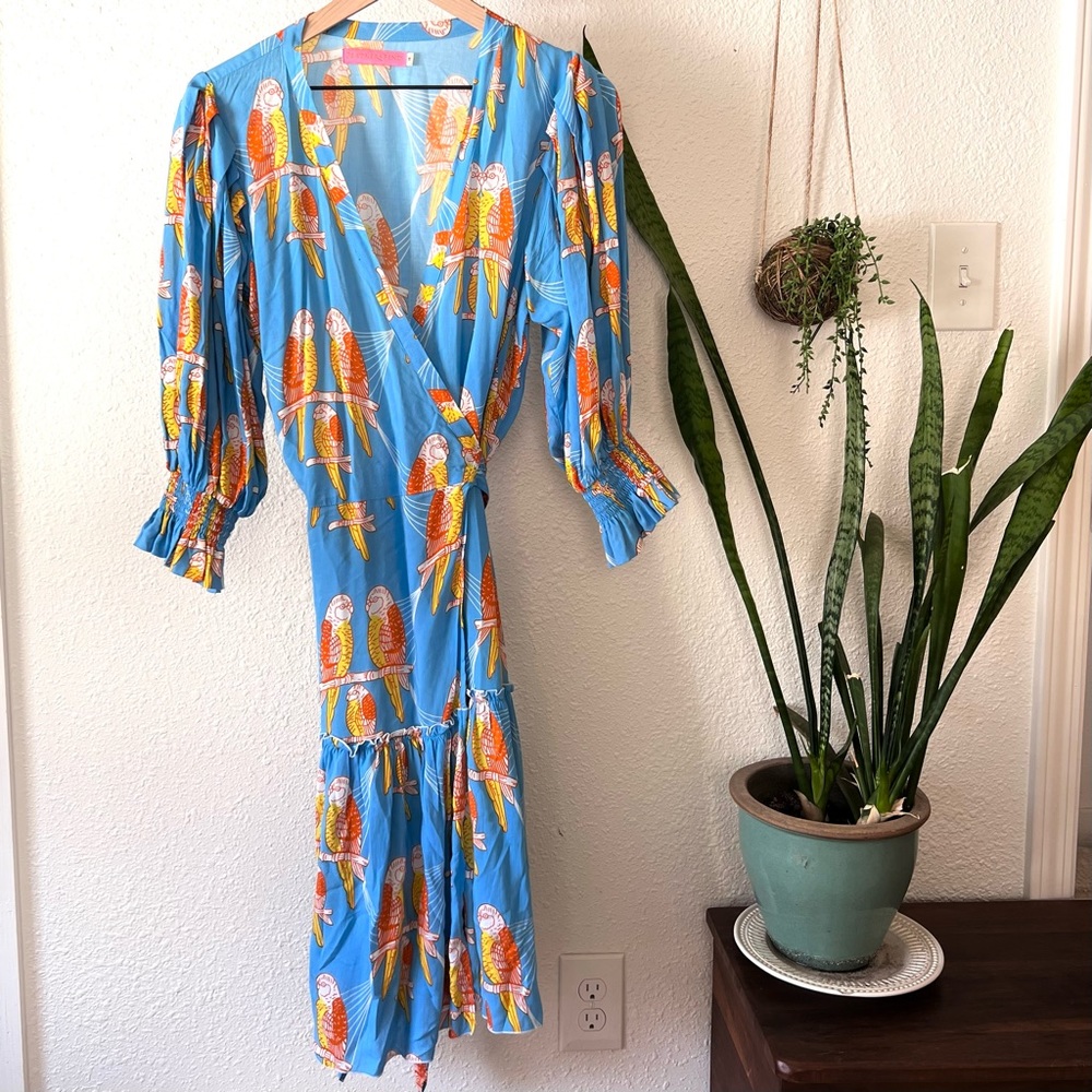 Feather & Find parrot wrap dress
